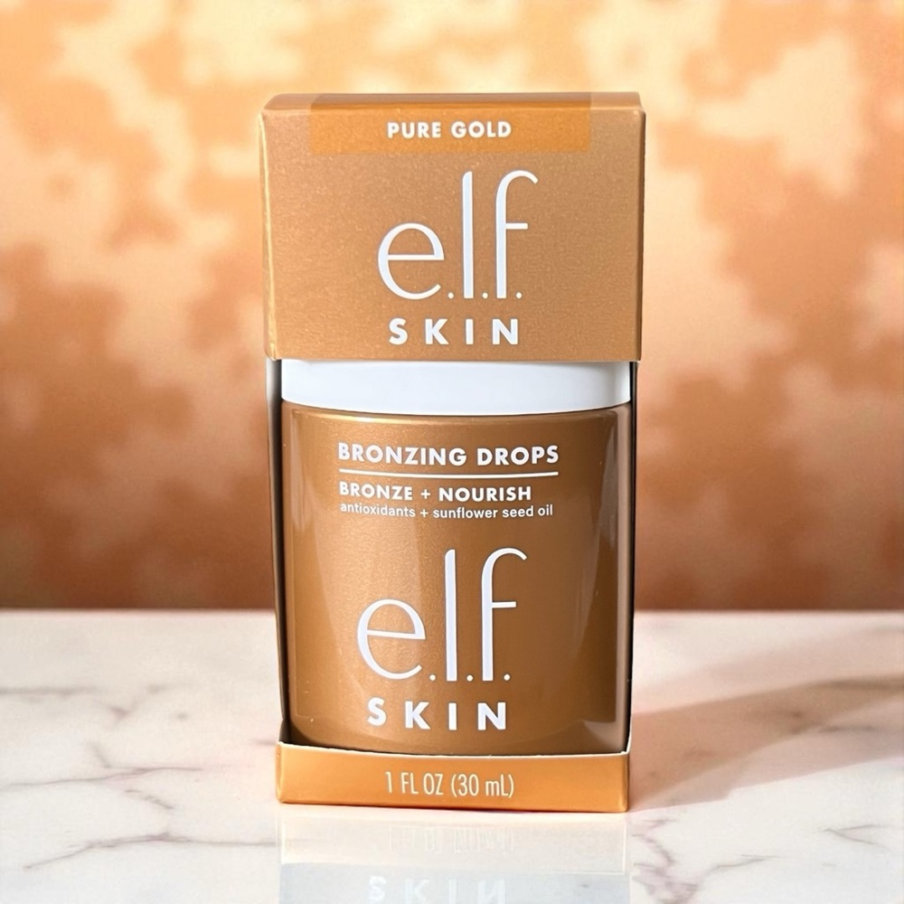 e.l.f. Skin Bronzing Drops Pure Gold Liquid Glow Vegan 1 fl oz